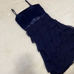 formal blue dress spaghetti strapped dress